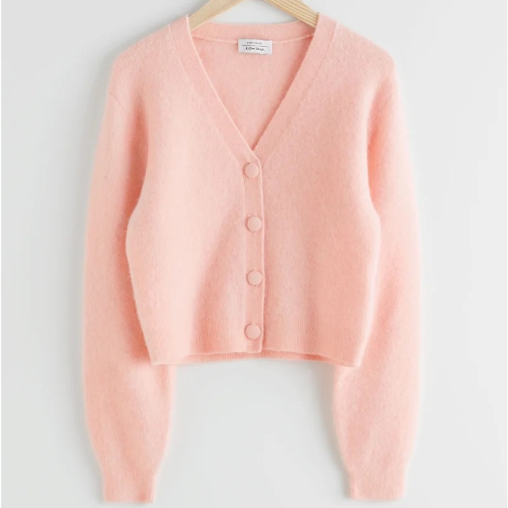 & Other Stories Blush Pink V-Neck Cardigan